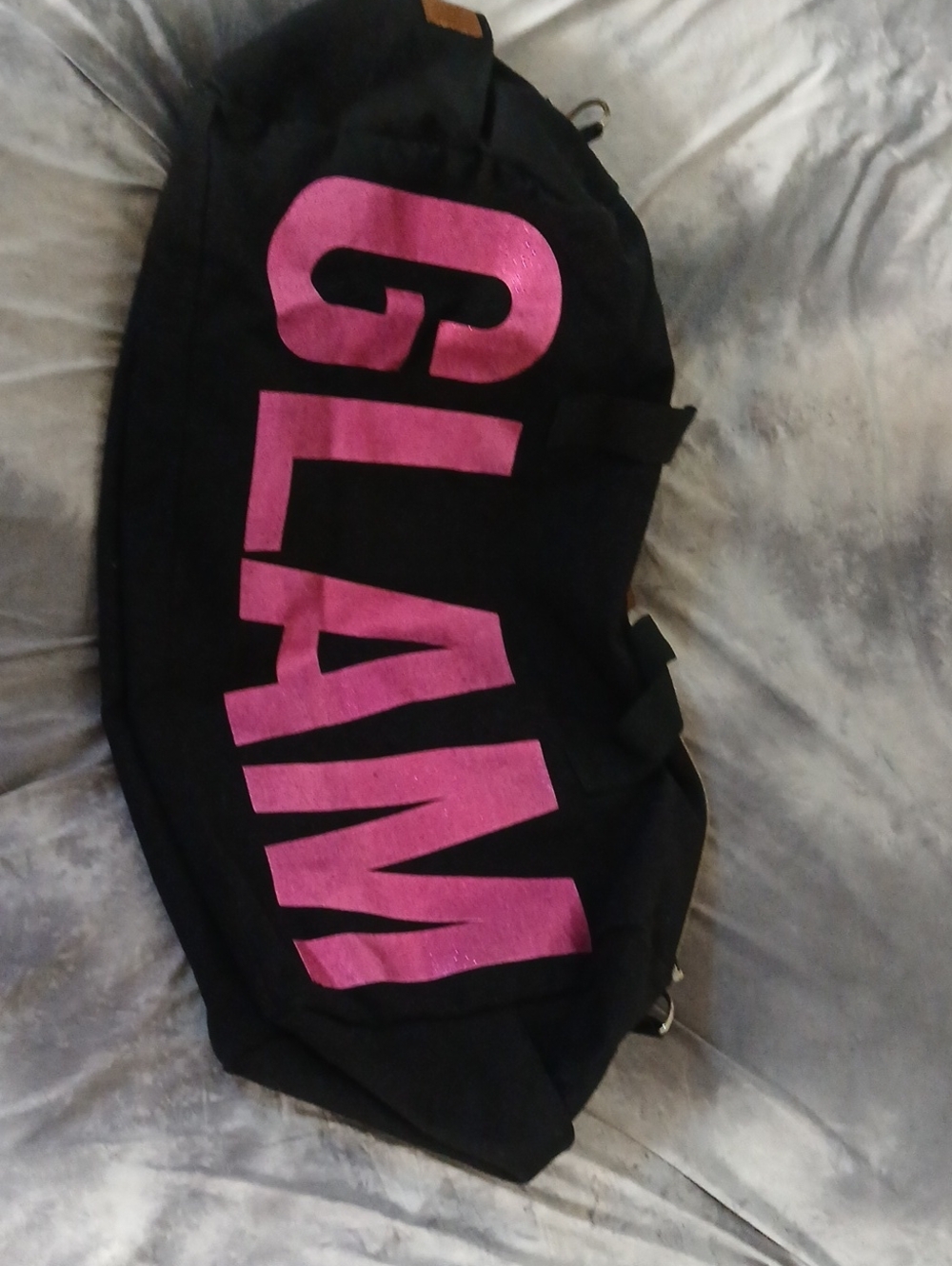 Black Duffel Bag with Pink 'GLAM' Lettering - Women's Travel Bag